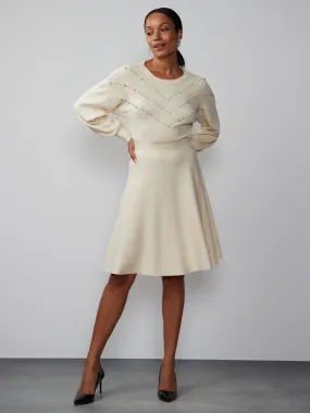 A-Line Embellished Sweater Dress