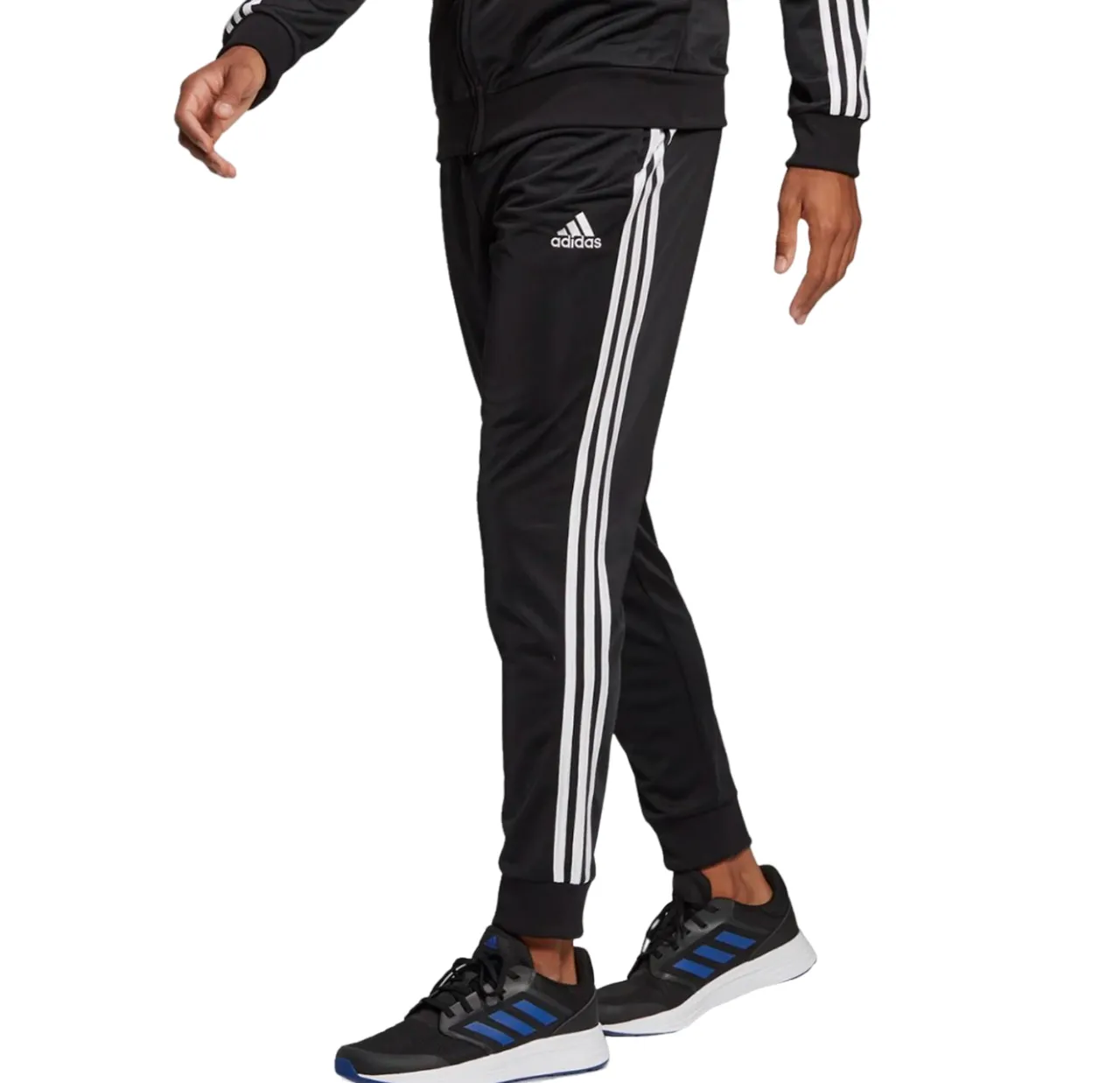 Adidas Mens Essentials 3 Stripes Black/White Tracksuit