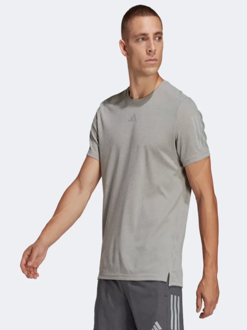 Adidas Own The Run Men Running T-Shirt Heather Grey