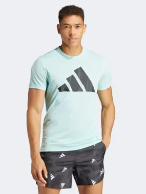 Adidas Run It Badge Of Sport Men Running T-Shirt Flash Aqua