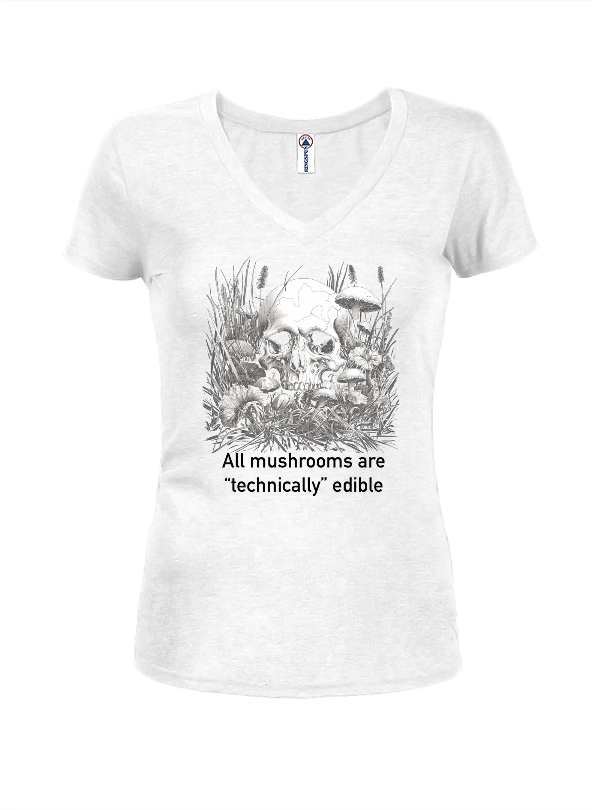 All mushrooms are “technically” edible Juniors V Neck T-Shirt