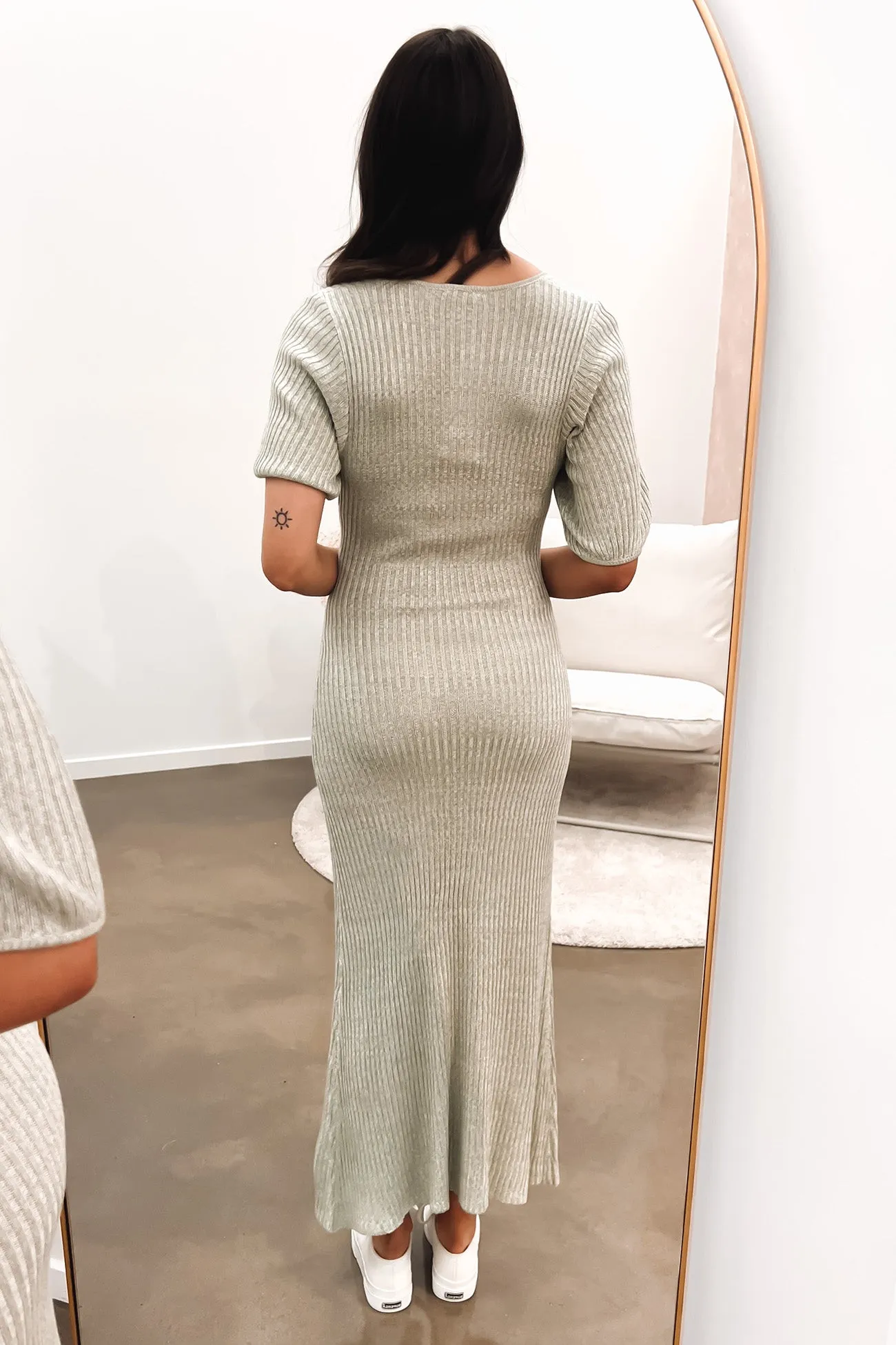 Amalfi Knit Midi Dress Sage Green Marle