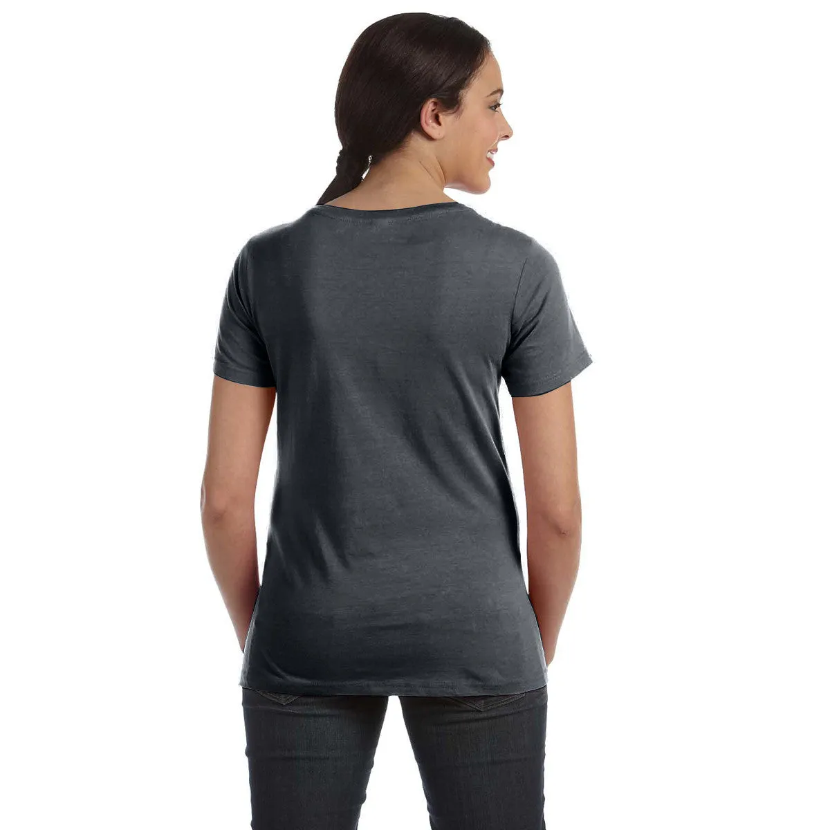 Anvil Women's Heather Dark Grey Ringspun Sheer Featherweight T-Shirt