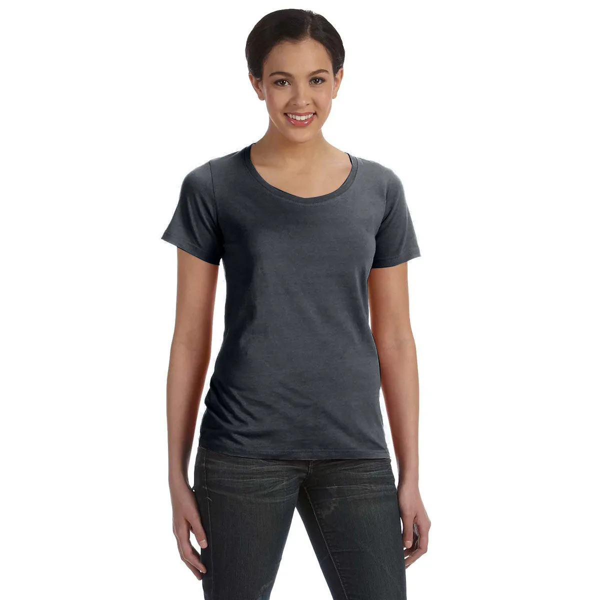 Anvil Women's Heather Dark Grey Ringspun Sheer Featherweight T-Shirt