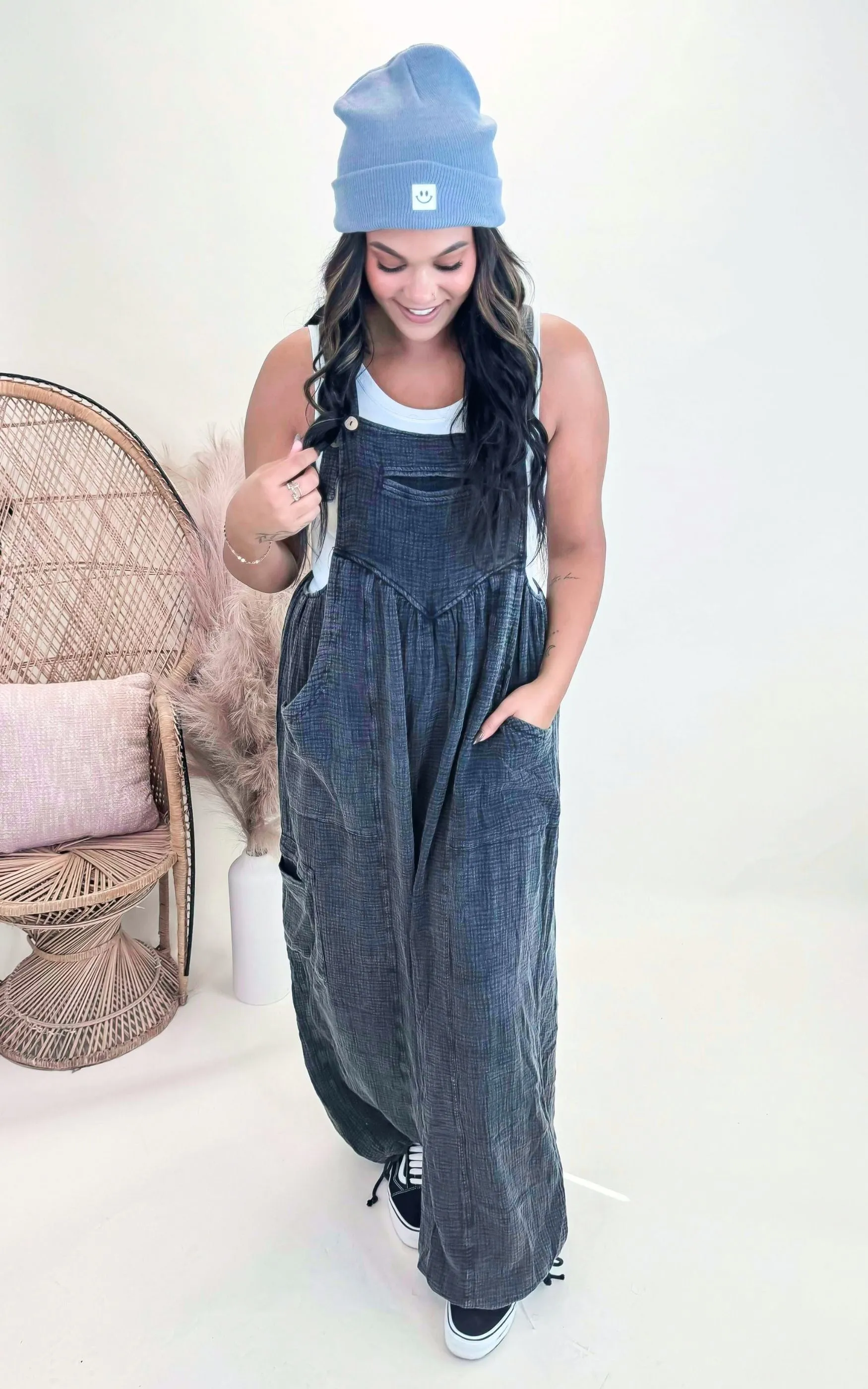 Ash Cotton Gauze Mineral Washed Jumpsuit