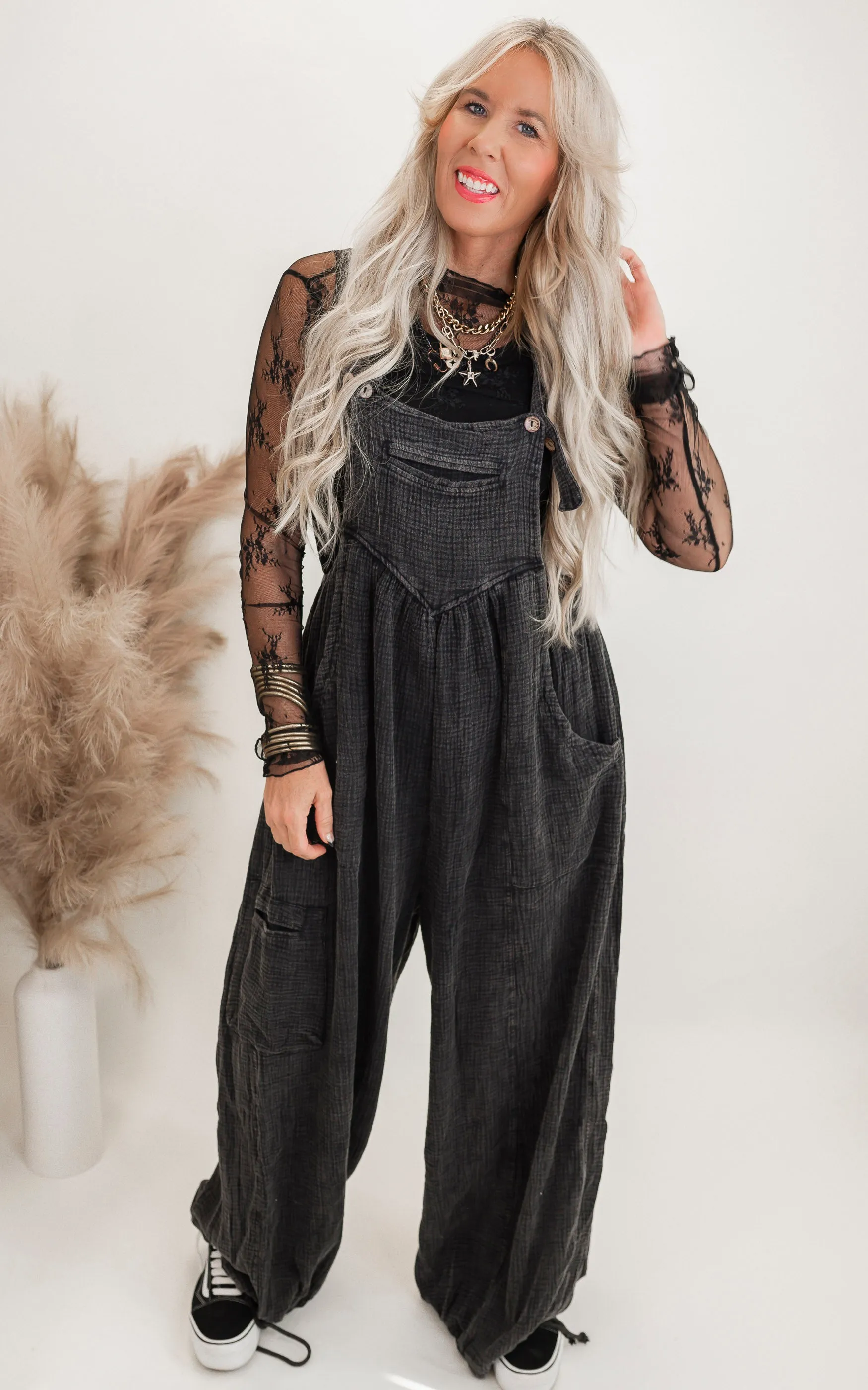 Ash Cotton Gauze Mineral Washed Jumpsuit