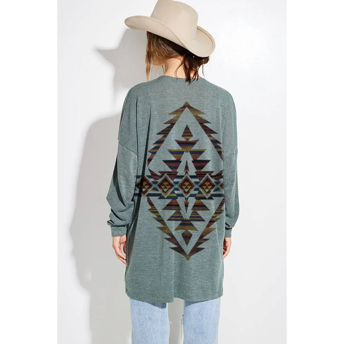 Aztec Cardigan - Green