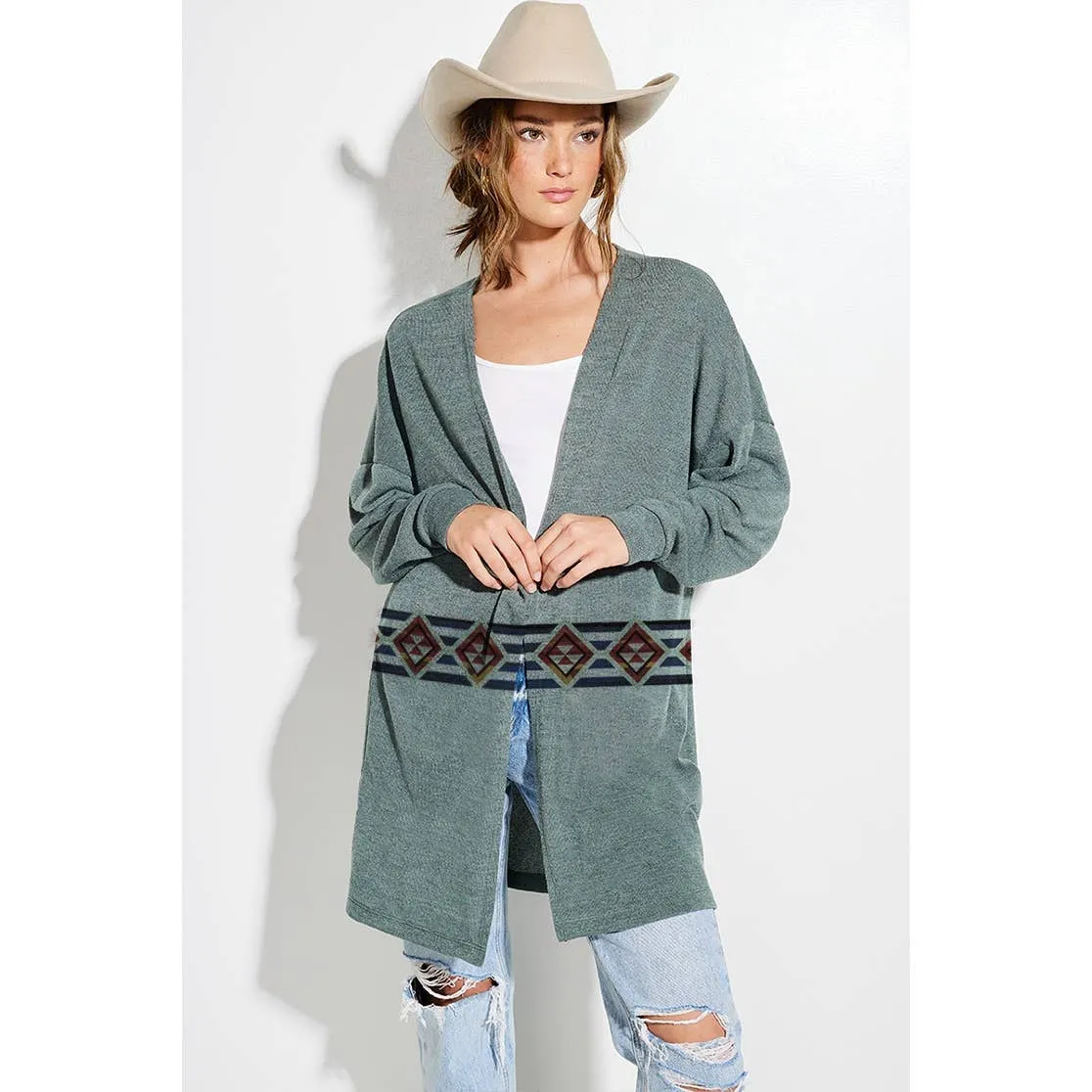 Aztec Cardigan - Green