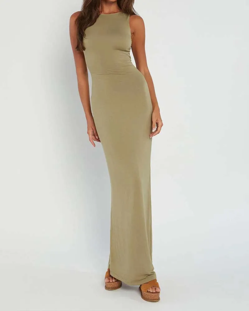 Backless Strapless Sleeveless Two-Wear Bodycon Long Dress