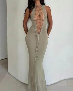 Backless Strapless Sleeveless Two-Wear Bodycon Long Dress