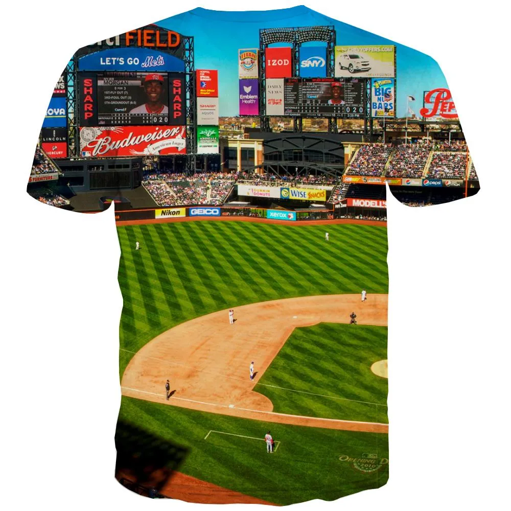 Baseball T shirts Men Stadium Tshirts Novelty Game T-shirts 3d White T-shirts Graphic