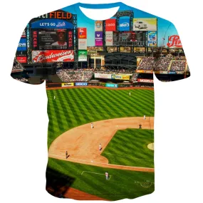 Baseball T shirts Men Stadium Tshirts Novelty Game T-shirts 3d White T-shirts Graphic