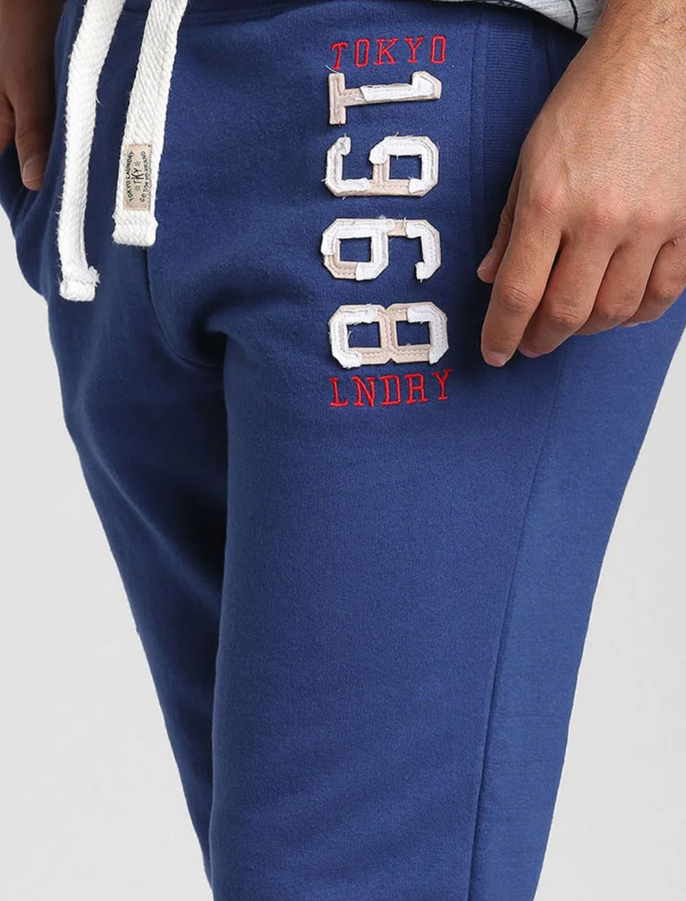 Bayfield Brush Back Fleece Cuffed Joggers In Sapphire - Tokyo Laundry