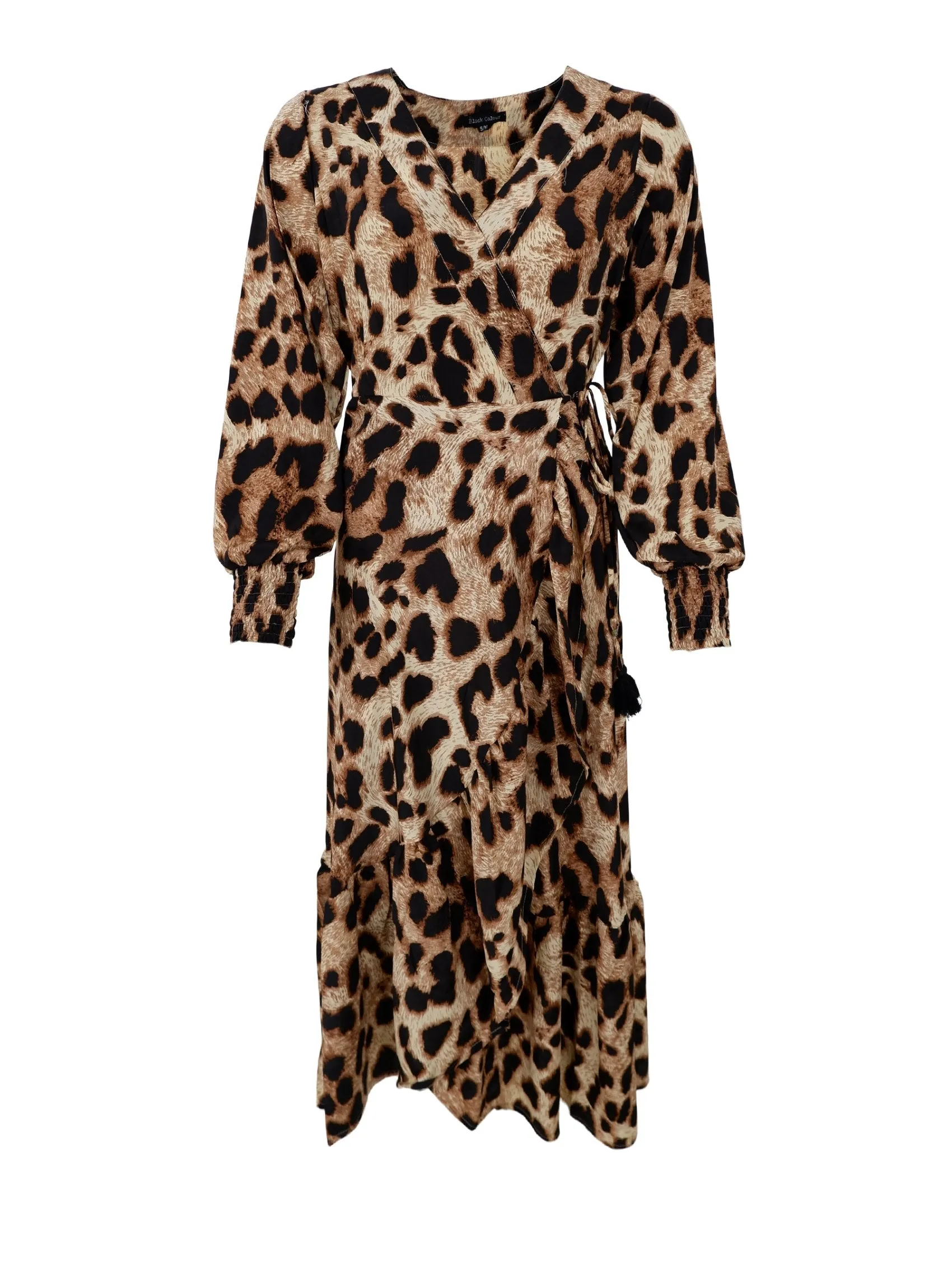 BCLUNA l/s wrap dress - Golden Leopard