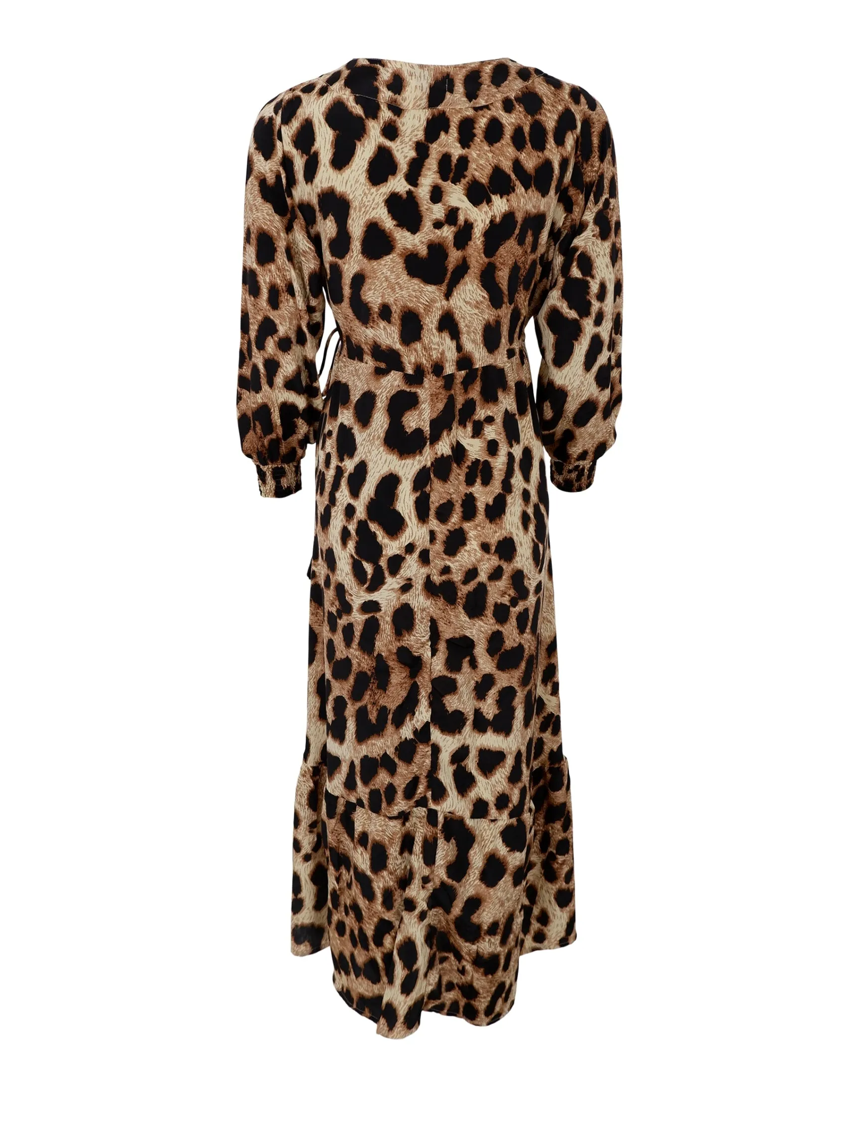 BCLUNA l/s wrap dress - Golden Leopard