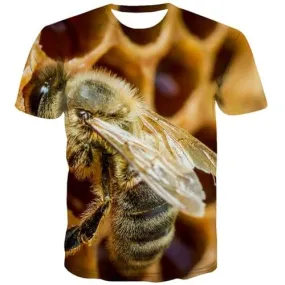 Bee T-shirt Men Harajuku T-shirts 3d Hilarious Tshirt Anime Animal Shirt Print Street Tshirts Casual Short Sleeve Hip hop