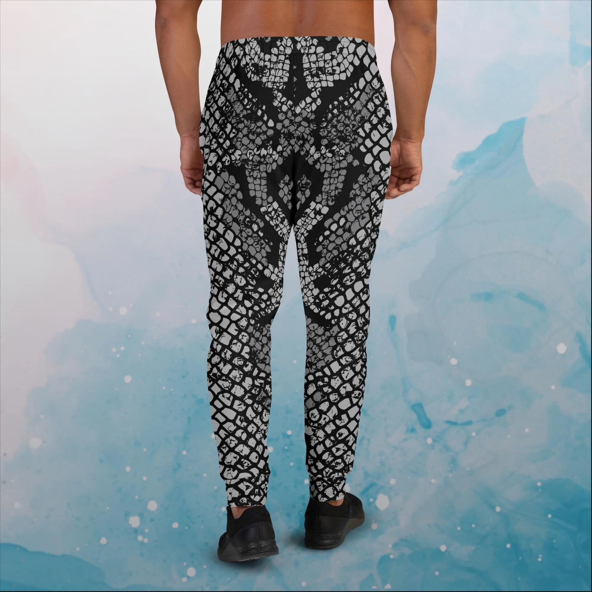 Black Snake Skin Print Mens Joggers