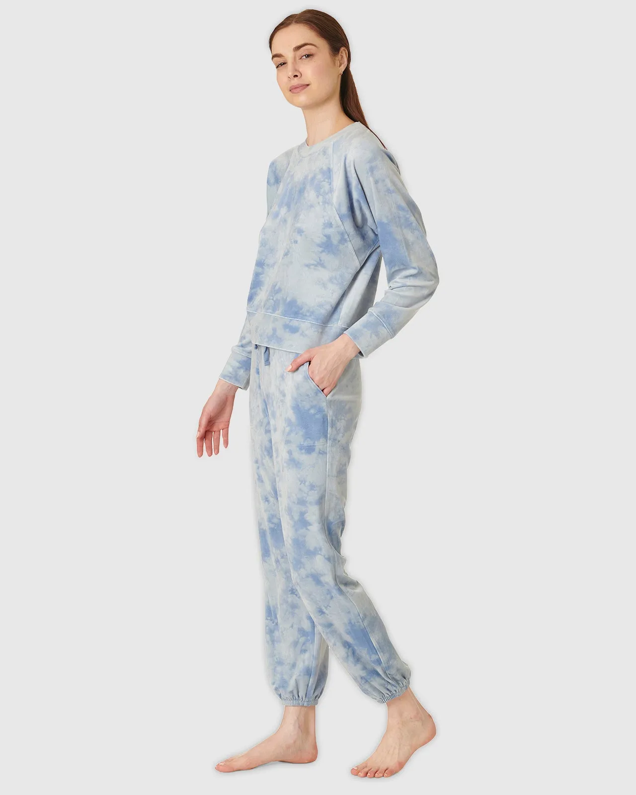 Blue Tie Dye Lush Velvet PJ Set