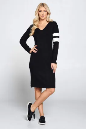 Bodycon Knit Dress with Stripes Detail