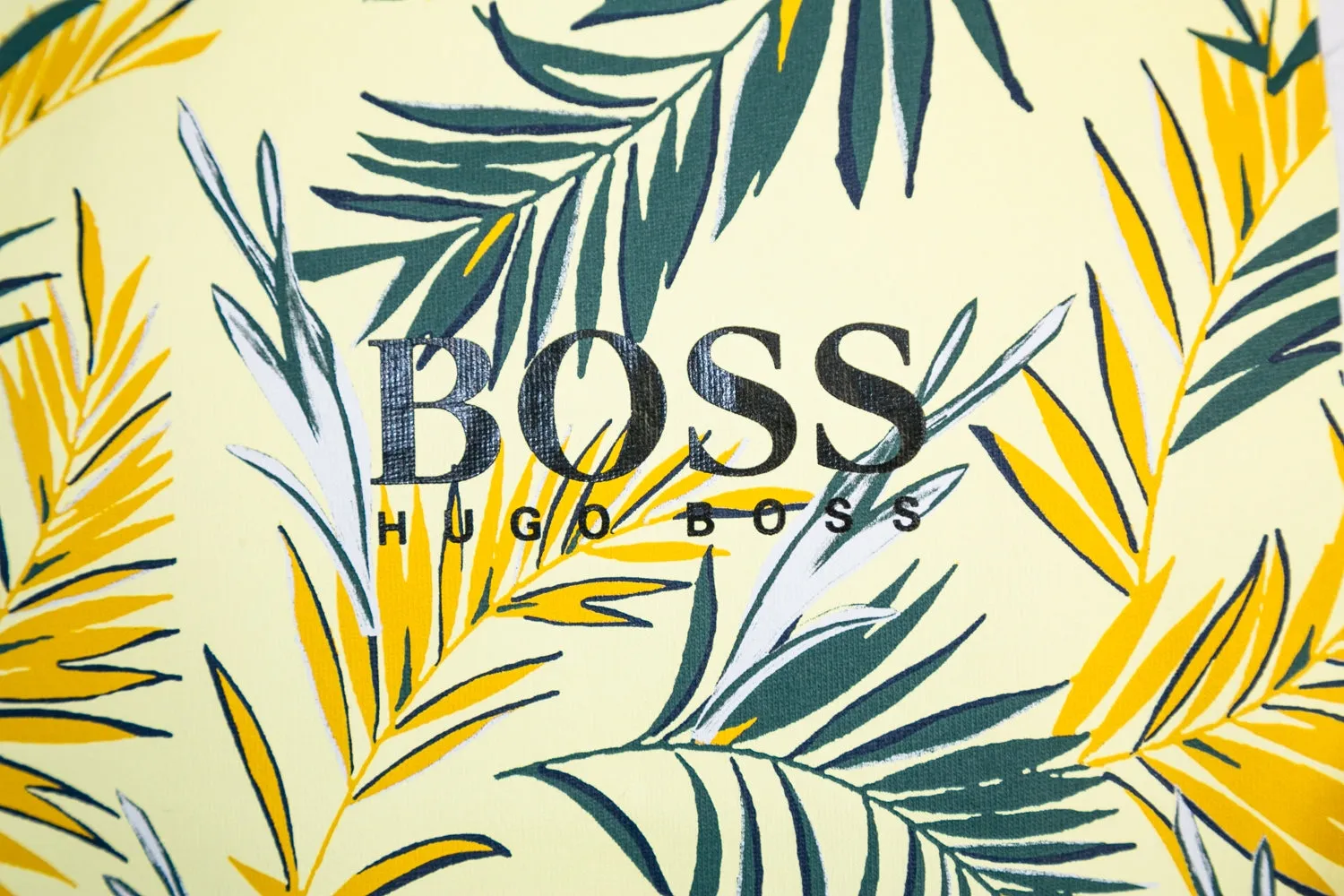 BOSS Troaar 5 T Shirt in White & Yellow Palm