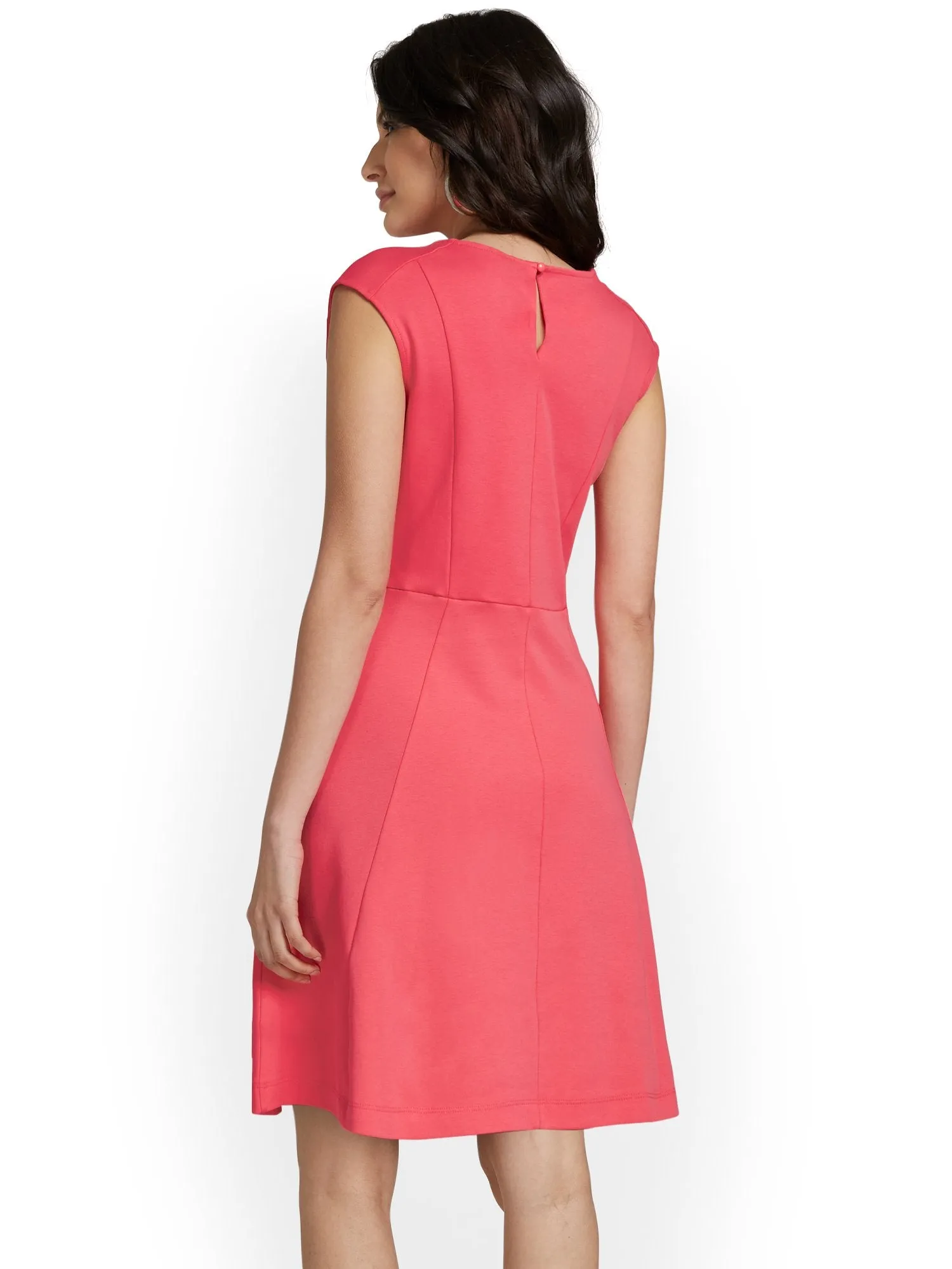 Button-Front Flare Dress - City Knits