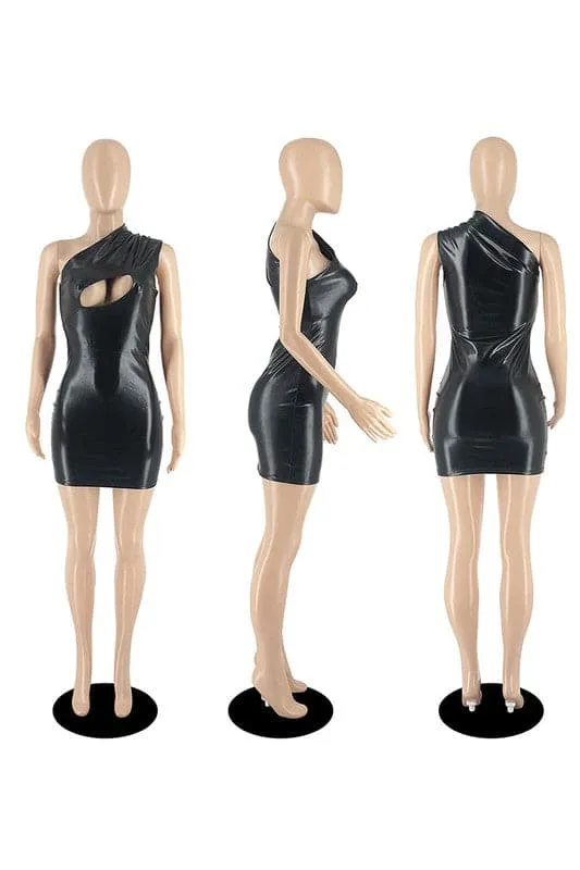 BZ041 Faux Leather Mini Dress