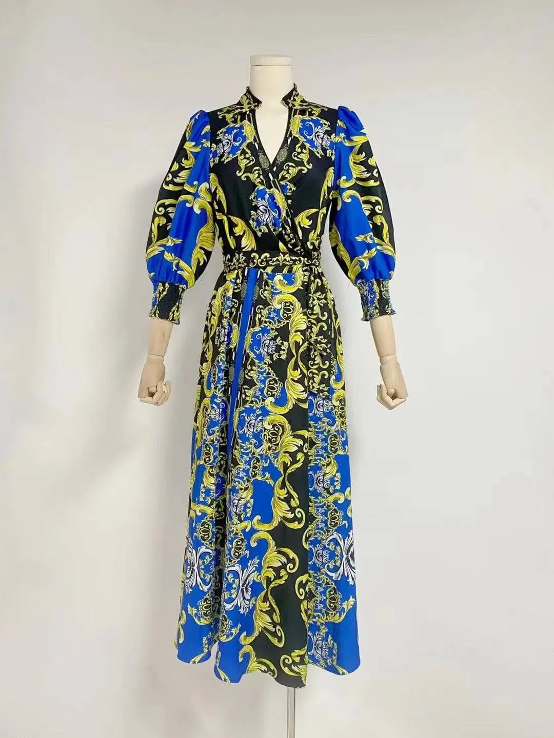 Camira Bold Print Wrap Maxi Shirt Dress