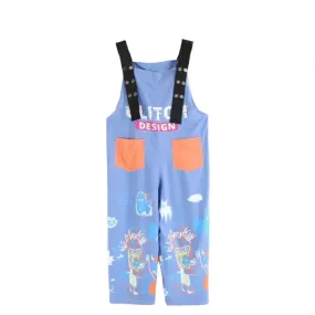 Cartoon Contrast Graffiti One-piece Loose Jumpsuit