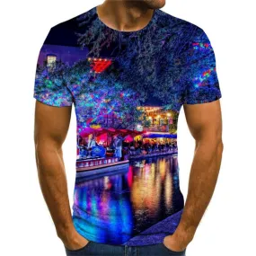 Christmas T-shirt Men Street Tshirt Printed Colorful T shirts Funny New Year T-shirts 3d