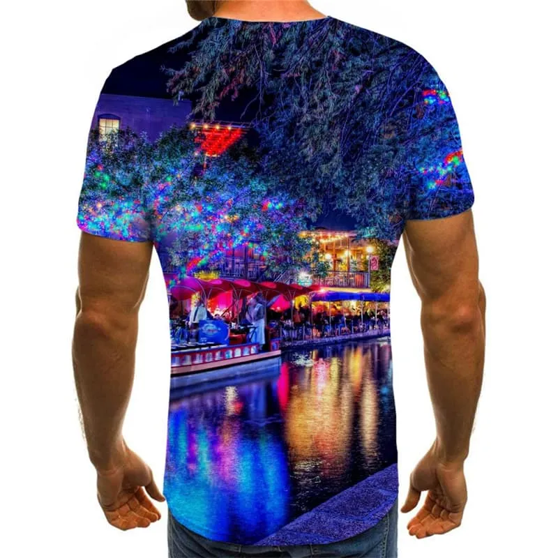 Christmas T-shirt Men Street Tshirt Printed Colorful T shirts Funny New Year T-shirts 3d