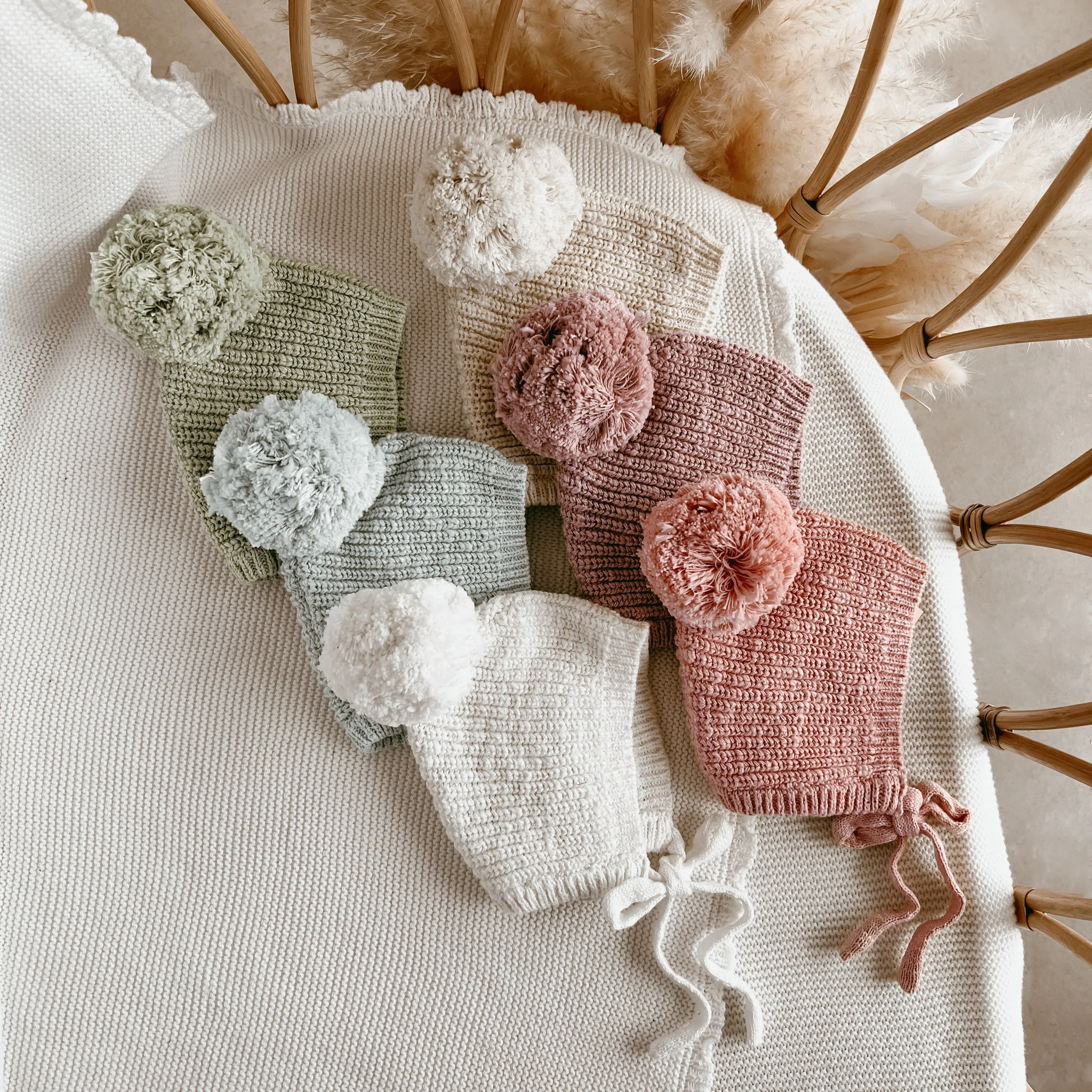 Chunky Knit Bonnet - Blush