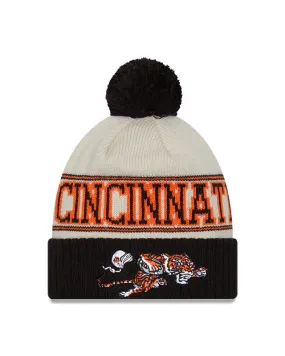 Cincinnati Bengals New Era 2023 Sideline Historic Pom Cuffed Knit Hat - Cream/Browns