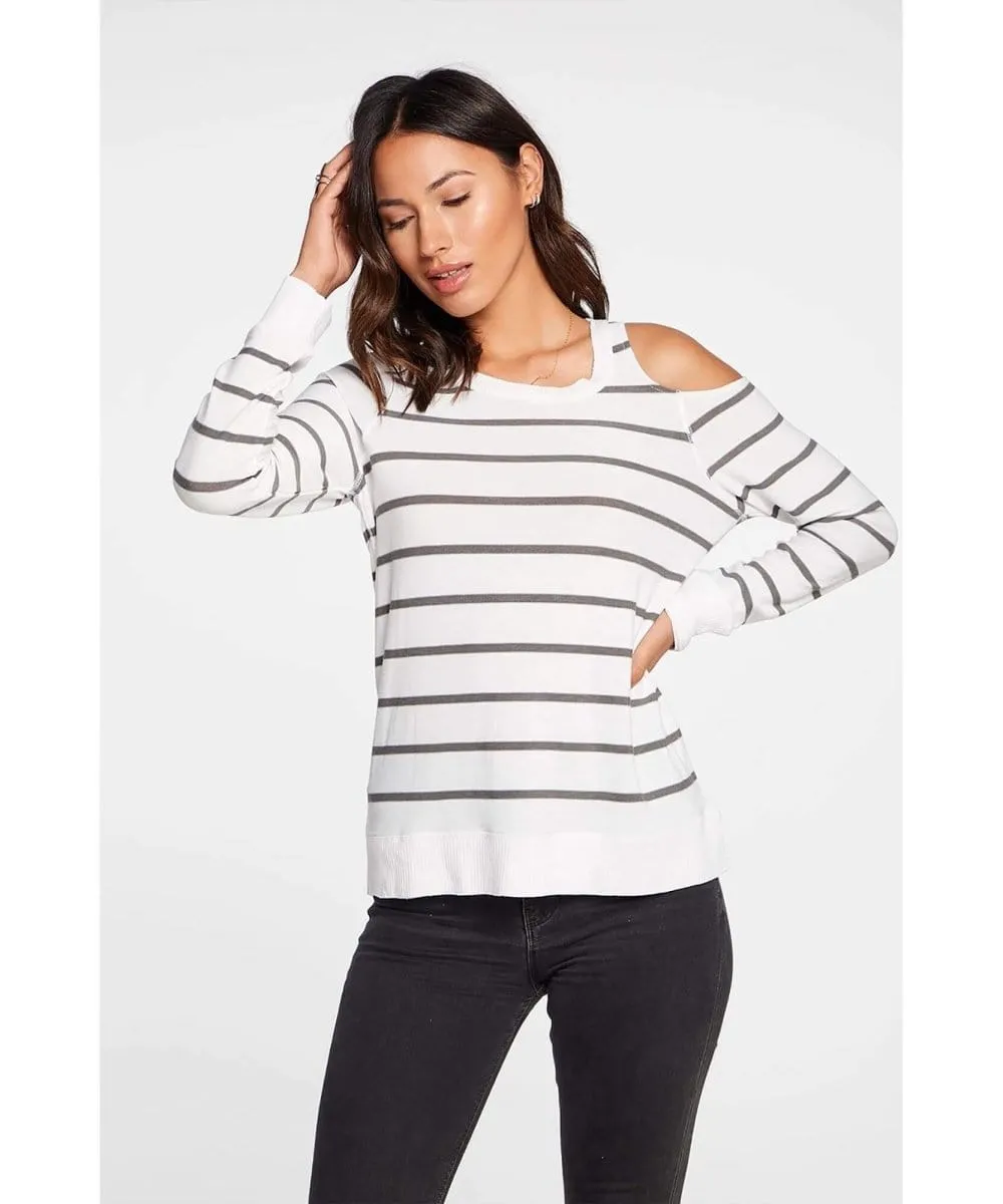 Cold Shoulder Stripe Long Sleeve