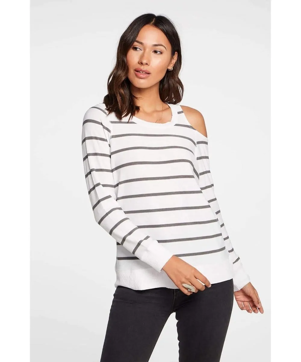 Cold Shoulder Stripe Long Sleeve