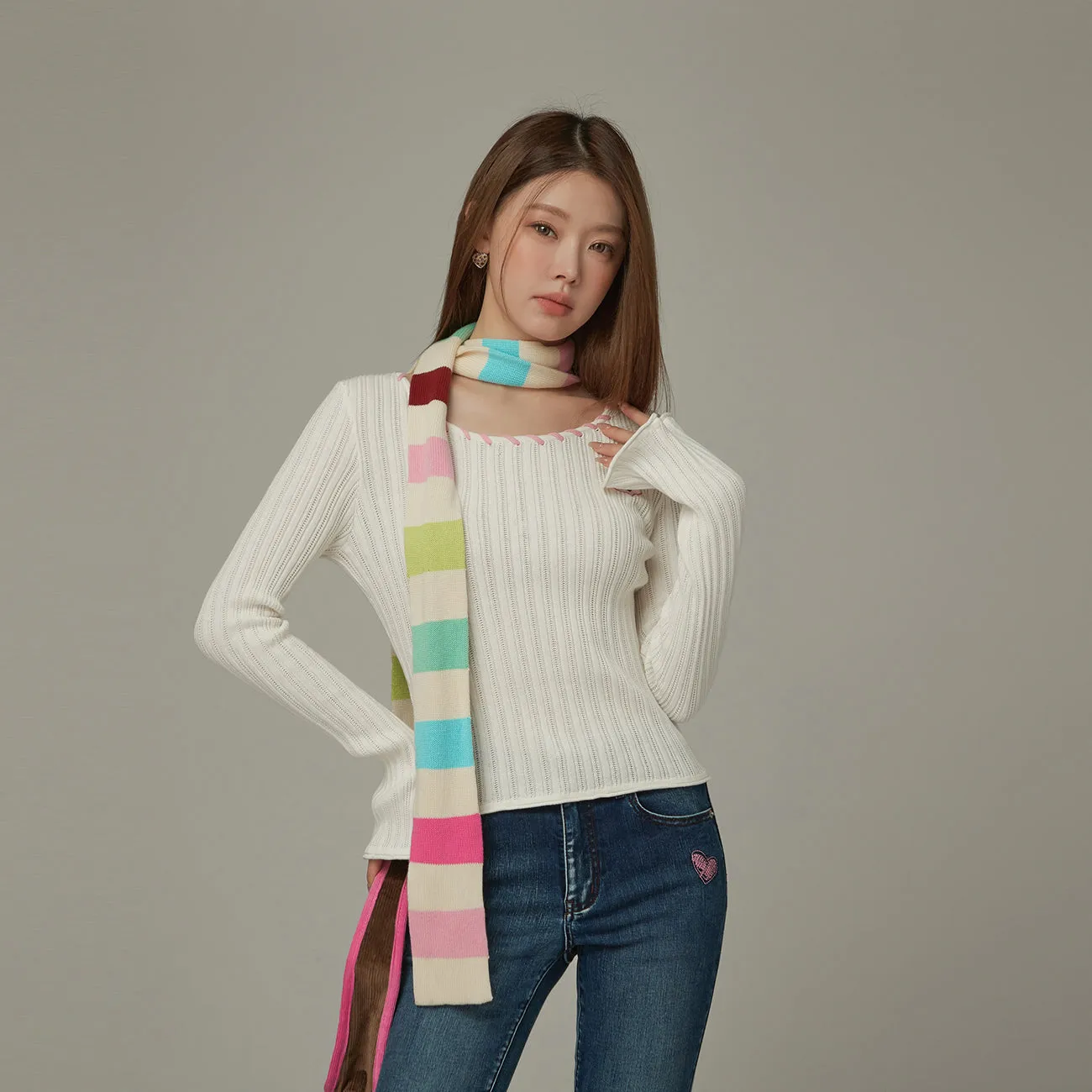 Color Ribbed Knit Top