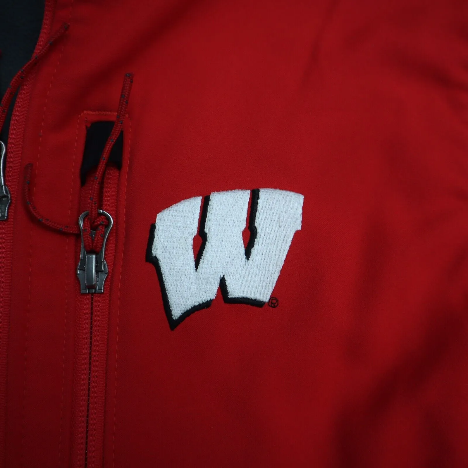 Columbia Men Wisconsin Track Jacket Full Zip Long Sleeve Zip Pocket Red Size S