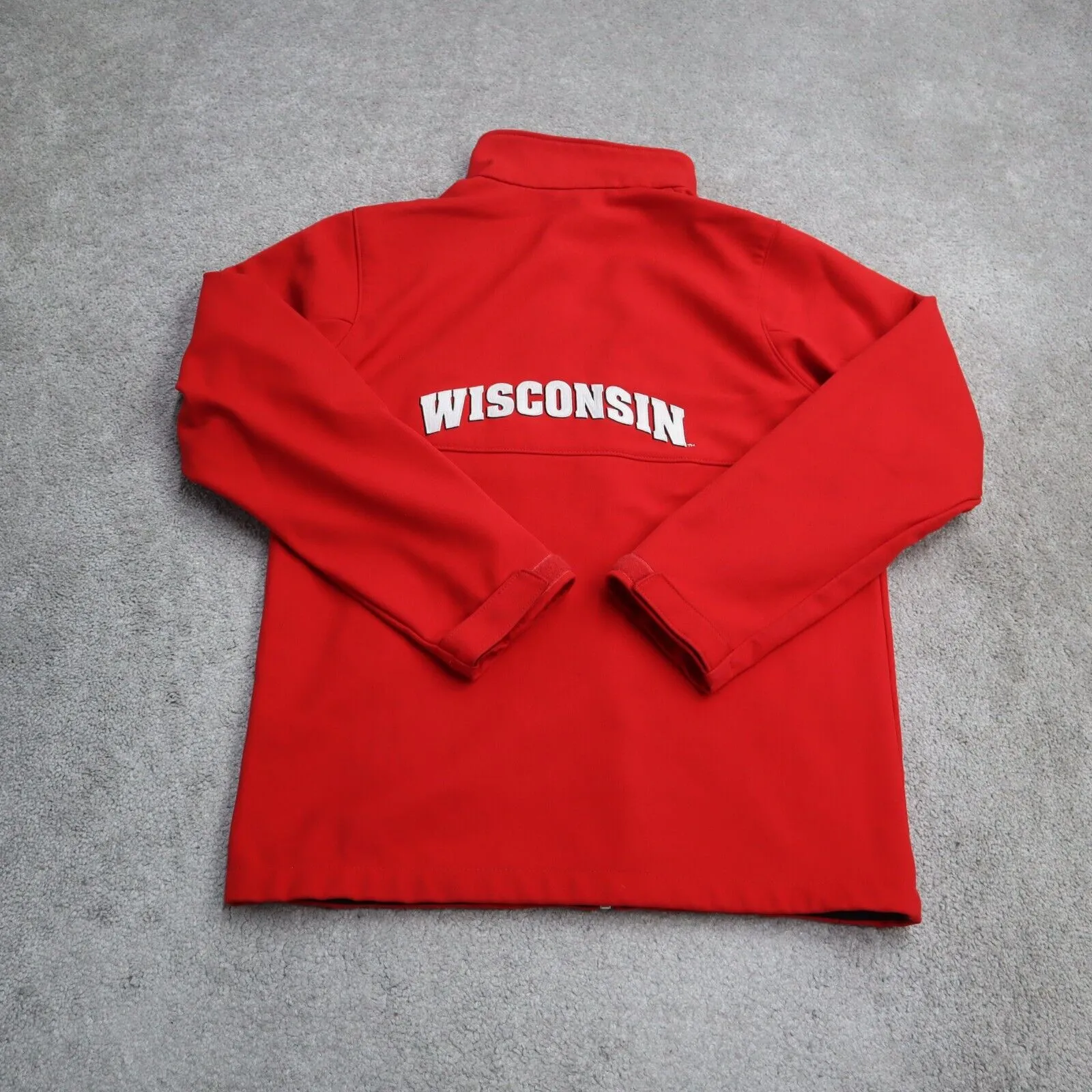 Columbia Men Wisconsin Track Jacket Full Zip Long Sleeve Zip Pocket Red Size S