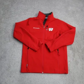 Columbia Men Wisconsin Track Jacket Full Zip Long Sleeve Zip Pocket Red Size S