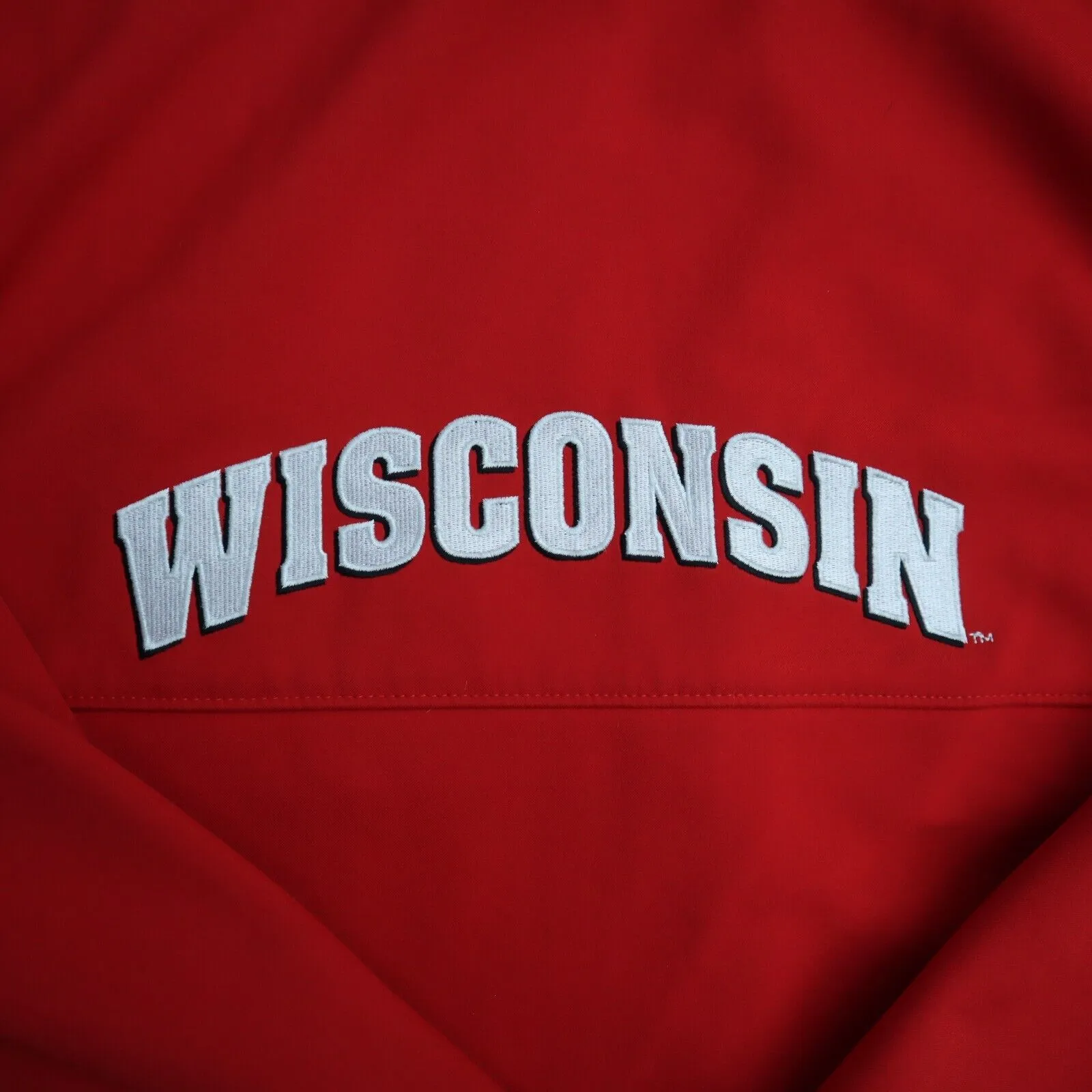 Columbia Men Wisconsin Track Jacket Full Zip Long Sleeve Zip Pocket Red Size S