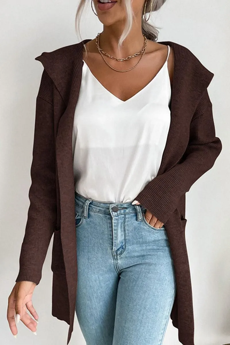 DAILY SOLID HOODIE CARDIGAN WITH POCKETS