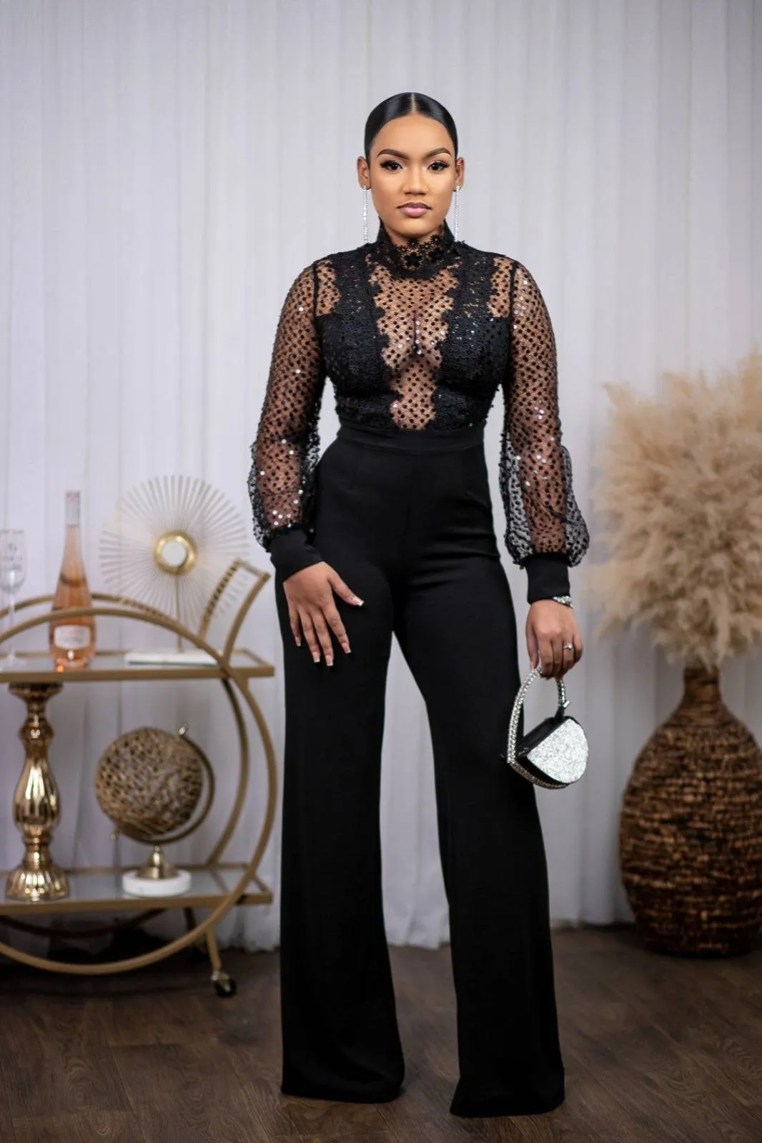 Deena Lace Jumpsuit (Black)