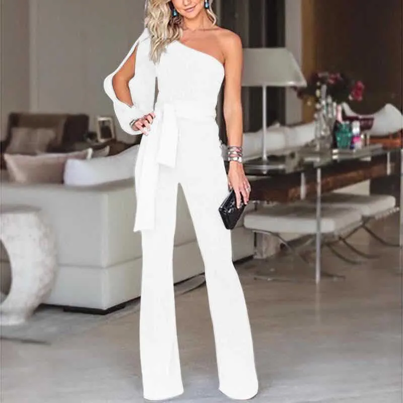 Divine Drift One-Shoulder Asymmetric Belted Jumpsuit