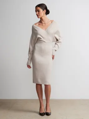 Dolman Sleeve Wrap Midi Dress