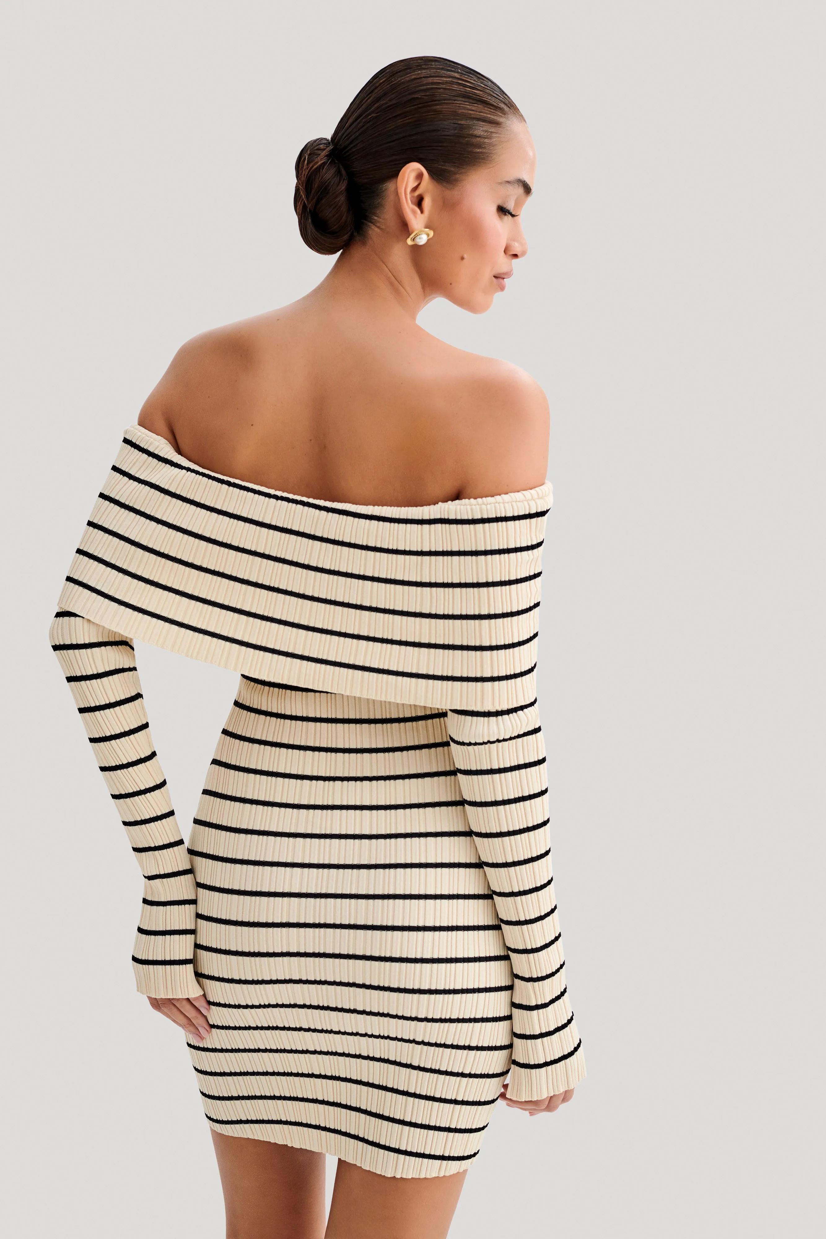 Dominica Off Shoulder Knit Mini Dress - Ivory