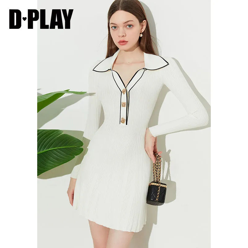 DPLAY Fall Autumn Cream White Knit Dress - Luciea