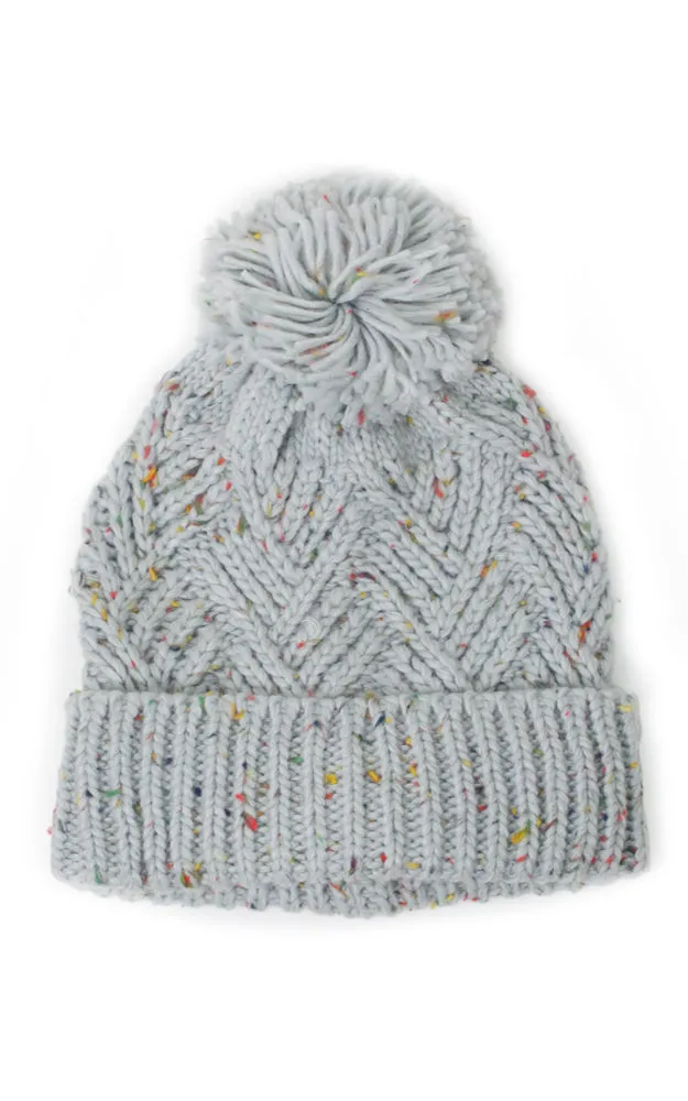 EHT10670 CONFETTI KNIT BEANIE W/POMPOM