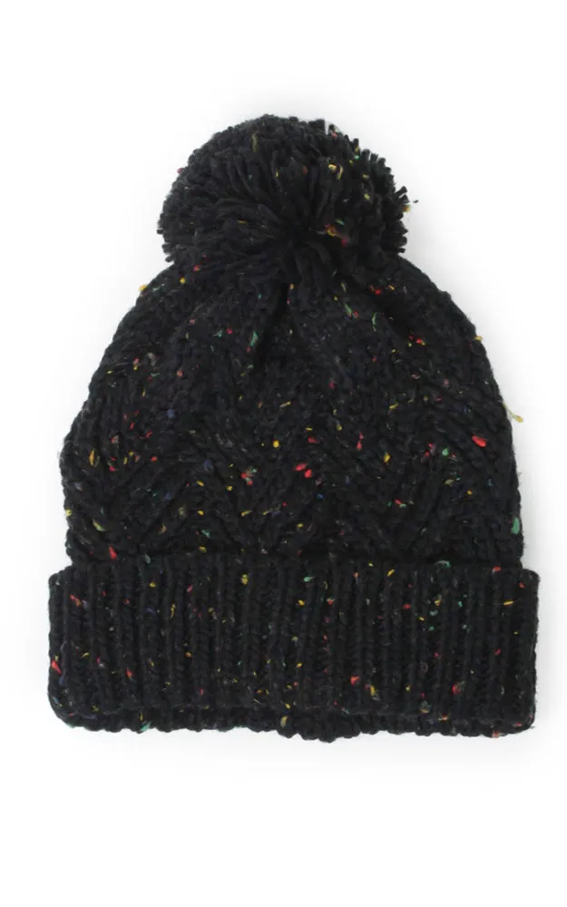 EHT10670 CONFETTI KNIT BEANIE W/POMPOM