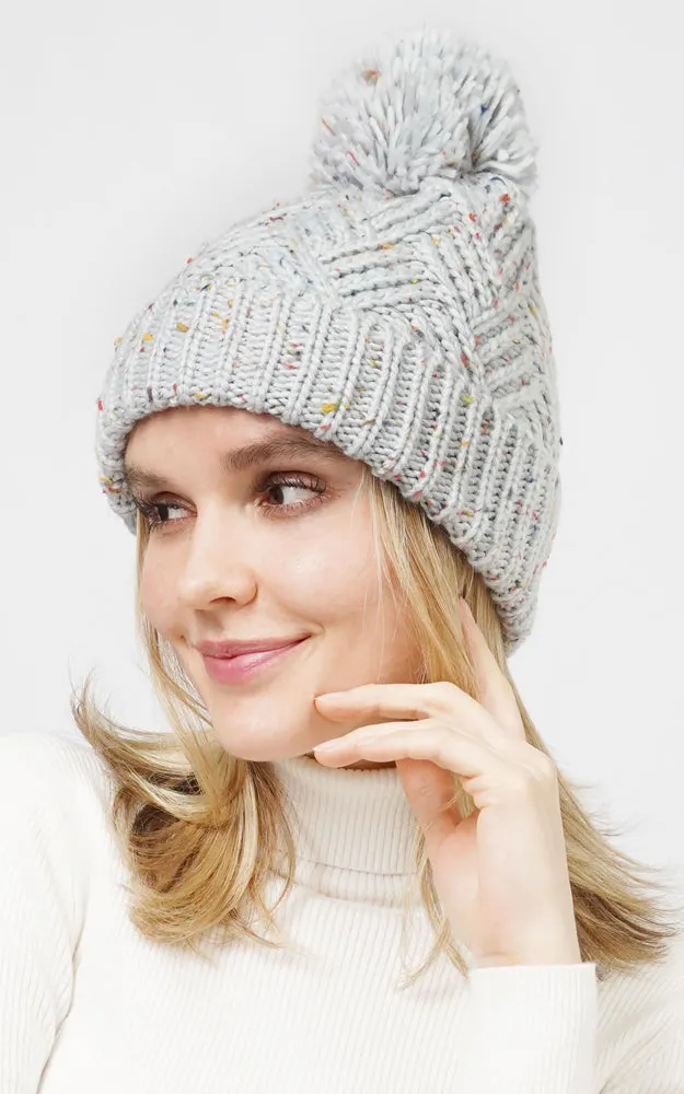 EHT10670 CONFETTI KNIT BEANIE W/POMPOM