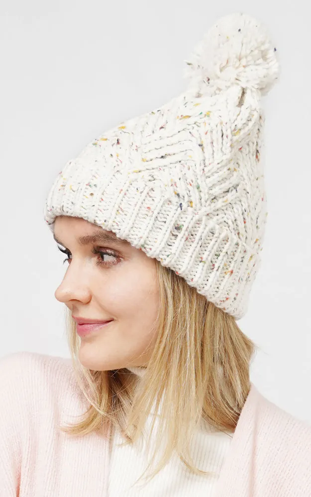 EHT10670 CONFETTI KNIT BEANIE W/POMPOM