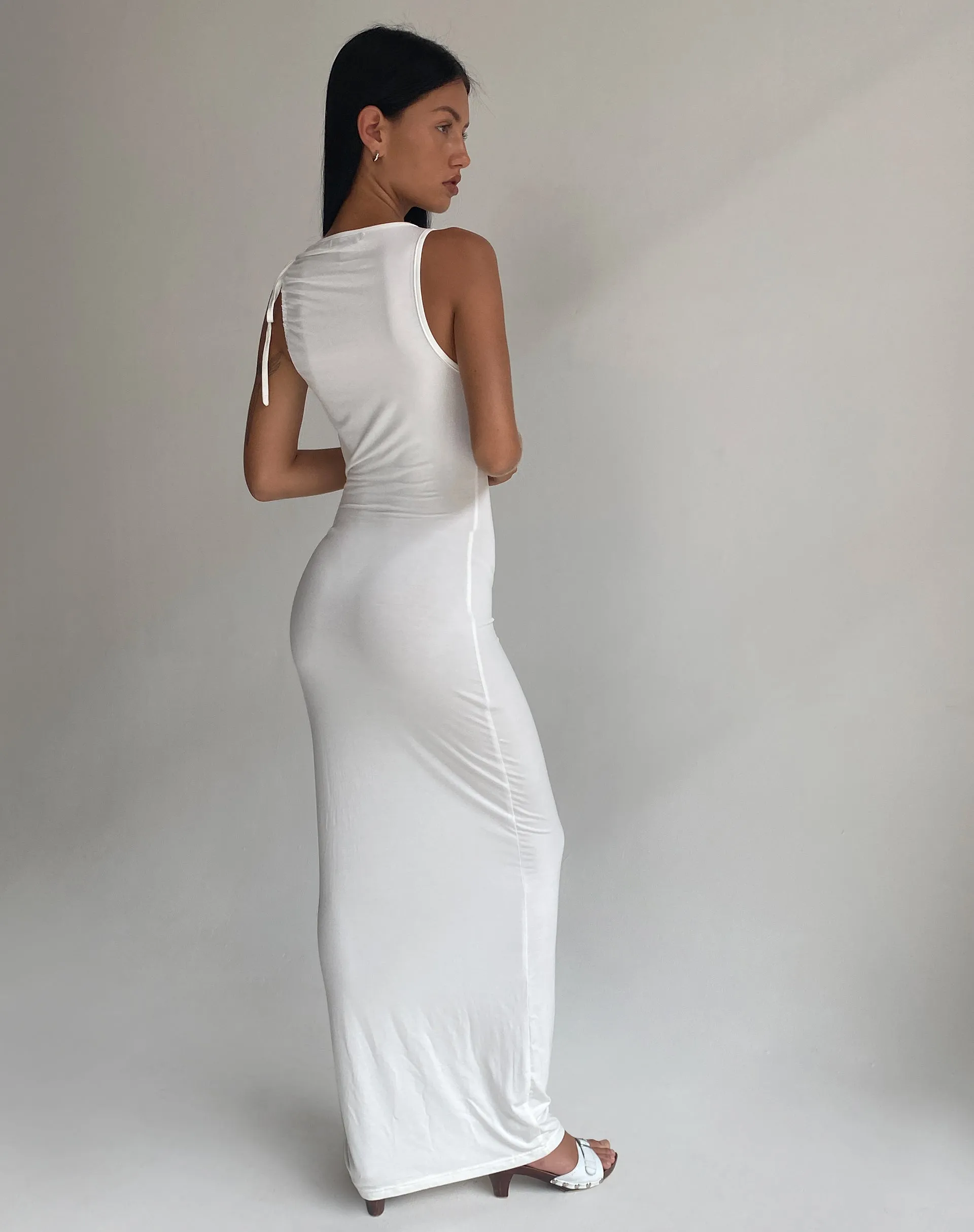 Elinor Maxi Dress in Slinky White